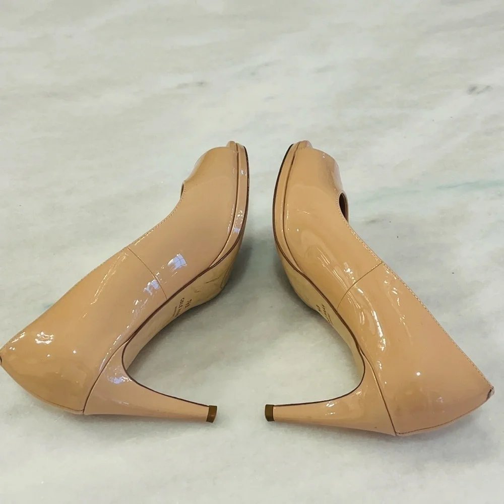Cole Haan 2 Pairs 360 Drado Nude Black Patent Leather Peep-Toe Heels Size 7.5